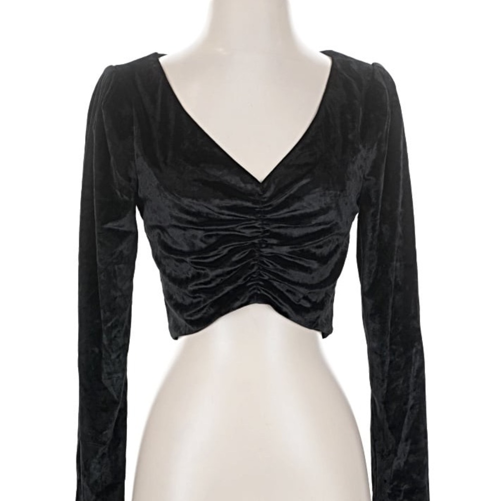 WAYF Black Velvet crop Top from Nordstrom